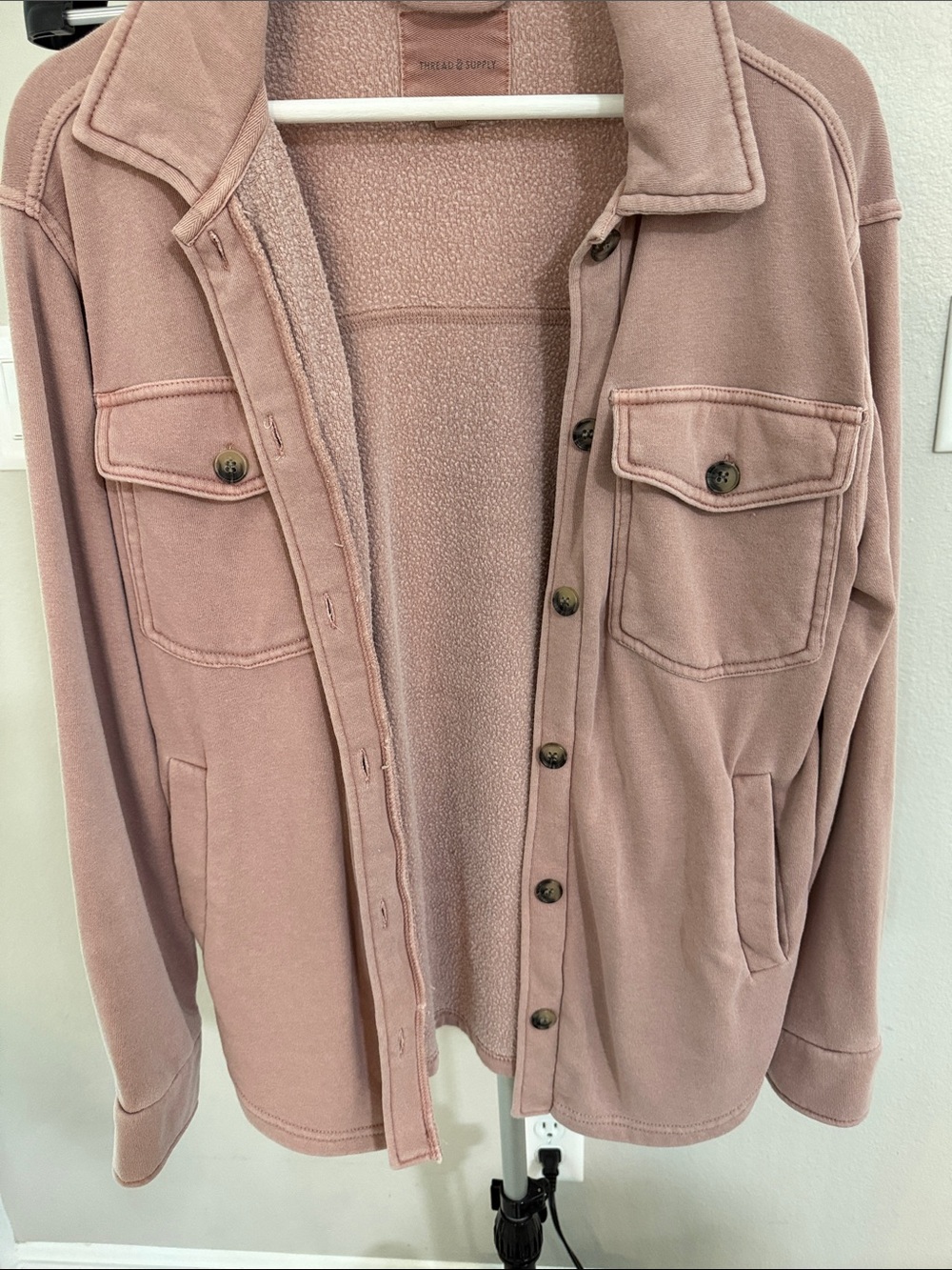 Thread & Supply oversized button up in Dusty Rose Pink
